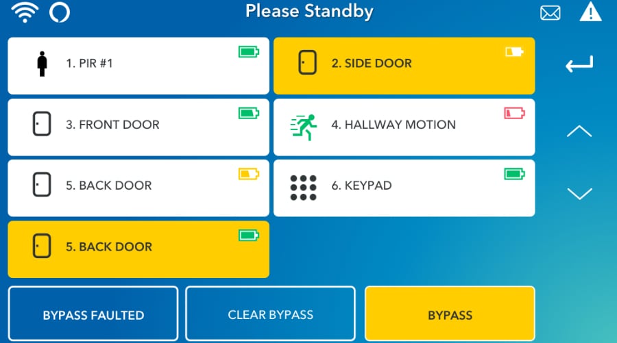 Columbus security system command screen.